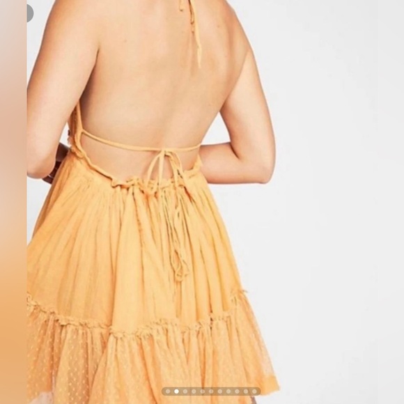 Free People small boho halter backless mini dress vibrant papaya color - Picture 11 of 11